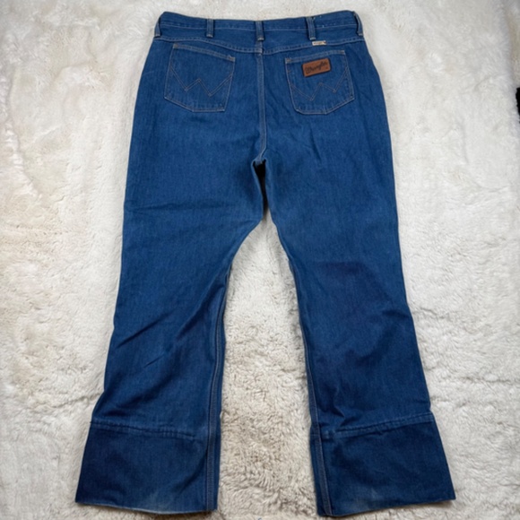 Wrangler Vintage 750 Bell Bottom Blue Jeans Men's Denim Extra Long Size 40 - Picture 9 of 11